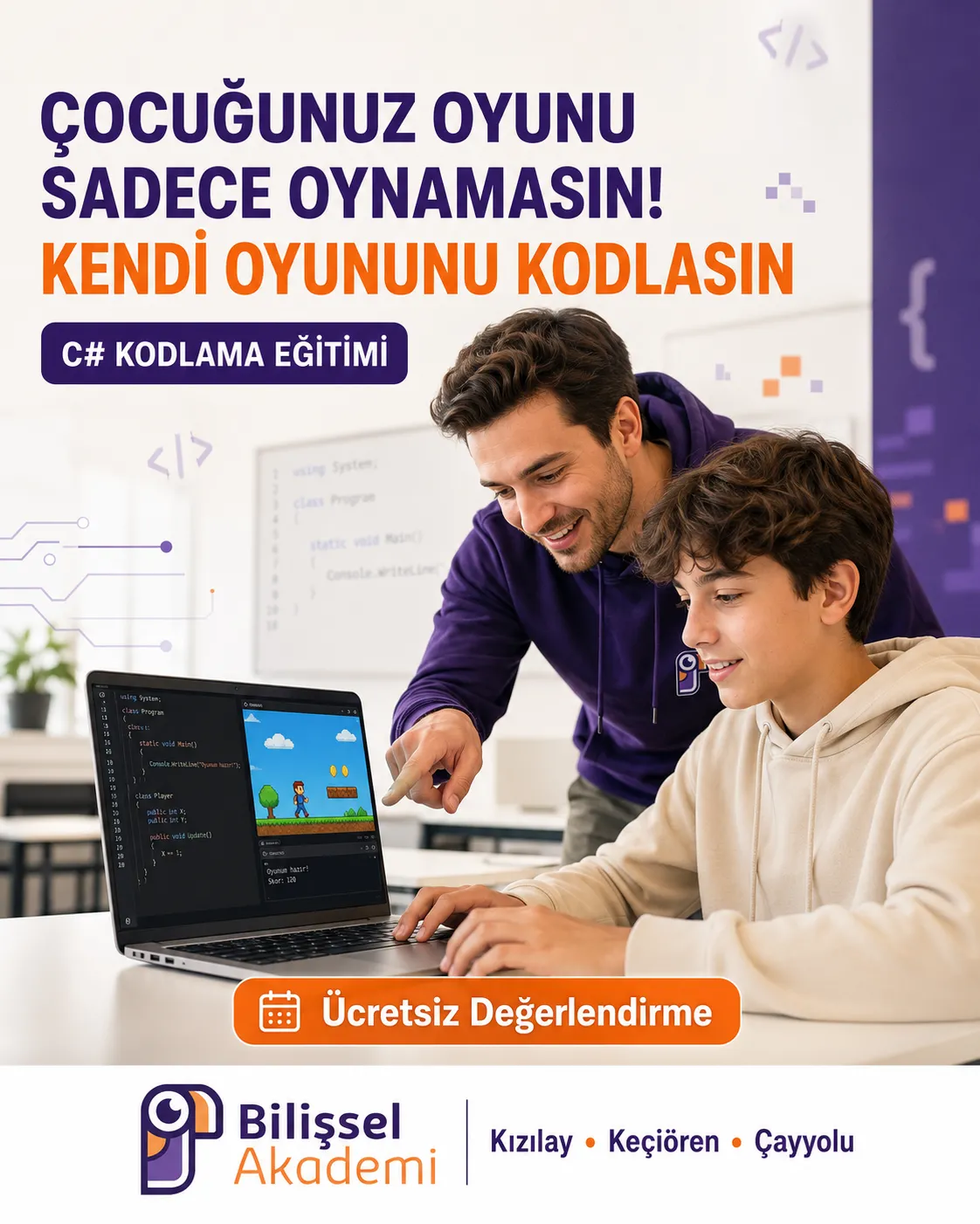 Ankara Çocuklar İçin C# Kodlama Eğitimi | Proje Odaklı Yazılım Kursu